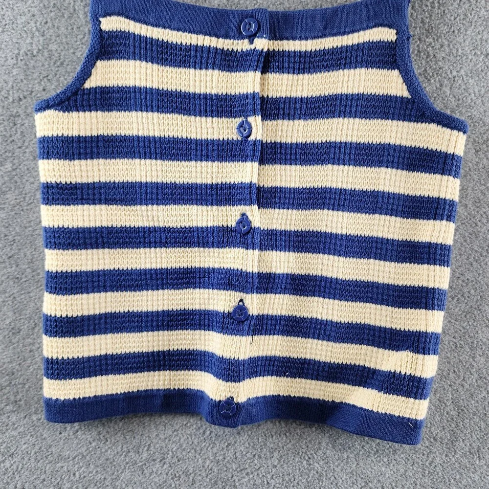 Polo Ralph Lauren Sleeveless Striped Sweater Top&Shorts Set Girls 6X Blue/Cream